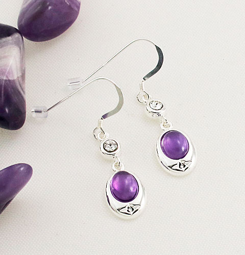 Amethyst-Crystal Accent-Earrings Amethyst-Crystal Accent-Earrings