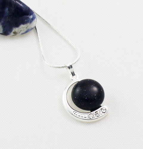 Blue-Goldstone-Crescent-Moon-Pendant Blue-Goldstone-Crescent-Moon-Pendant
