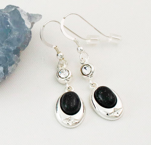 Blue-Goldstone-Crystal-Accent-Earrings