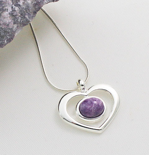 Charoite-Heart-Pendant### Charoite-Heart-Pendant###
