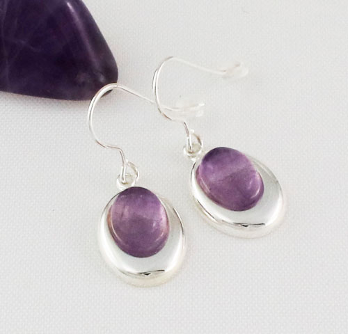 Fluorite Offset Oval Earrings Fluorite Offset Oval Earrings