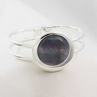 Fluorite-Round-Stone-Bangle