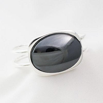 Hematine-Large-Stone Bangle