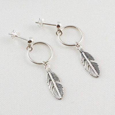 Hoop-and-Feather-Earrings