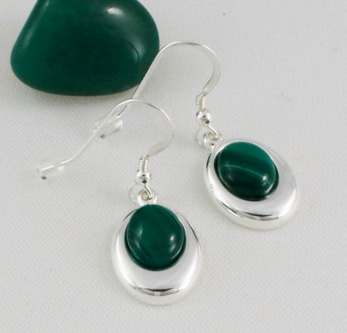 Malachite-Offset-Oval-Earrings Malachite-Offset-Oval-Earrings