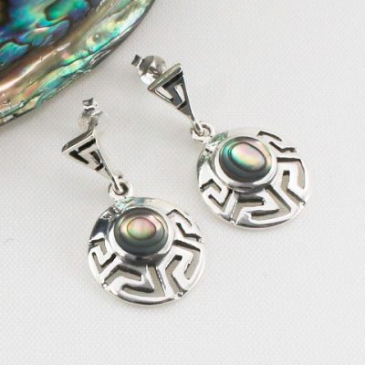 Abalone Offset-Round-Earrings