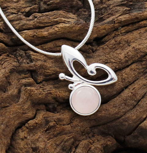 Rose-Quartz-Small-Butterfly-Pendant Rose Quartz Small Butterfly Pendant