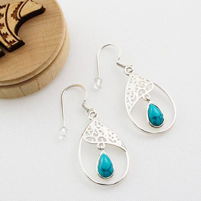Turquoise-Filigree-Teardrop-Earrings